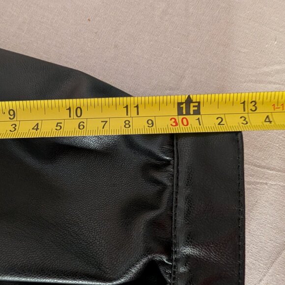 Y2K Inspired Black Faux Leather Mini Dress Size Small Puffy Short Sleeve Lined - Picture 8 of 12